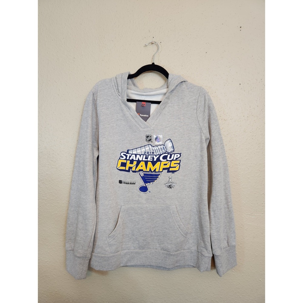 Fanatics‎ Womens Large Gray Hoodie 2019 Stanley Cup Champs St Louis Blues V-Neck